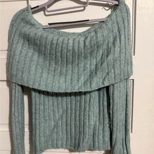 Abercrombie & Fitch Seafoam Off-Shoulder Sweater
